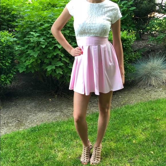 Cute Lace Summer Mini Dress - PINK - Picture 3 of 8